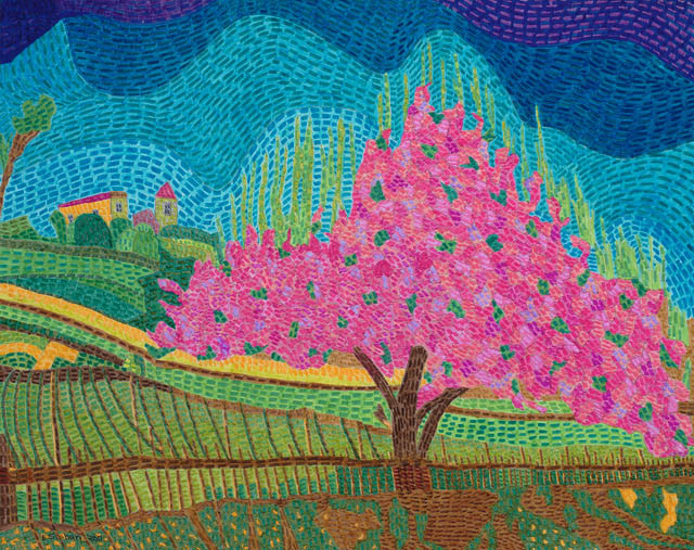Tuscan Landscape with Flowering Tree